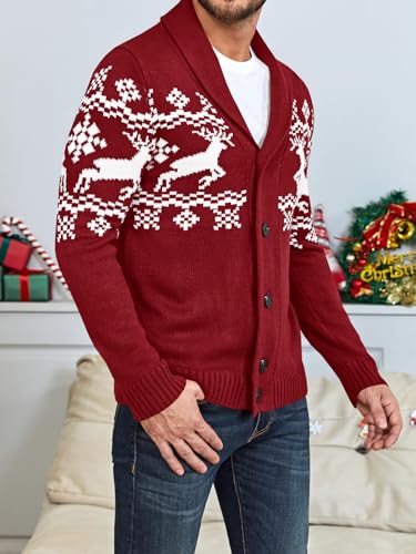 Image of Karlywindow Mens Cable Knit Cardigan Sweater Shawl Collar Loose Fit Long Sleeve Casual Cardigans