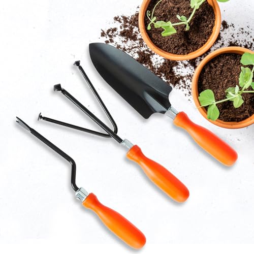 Cinagro Garden Tool Kit 3 Pieces - Big Shovel, Cultivator, W...