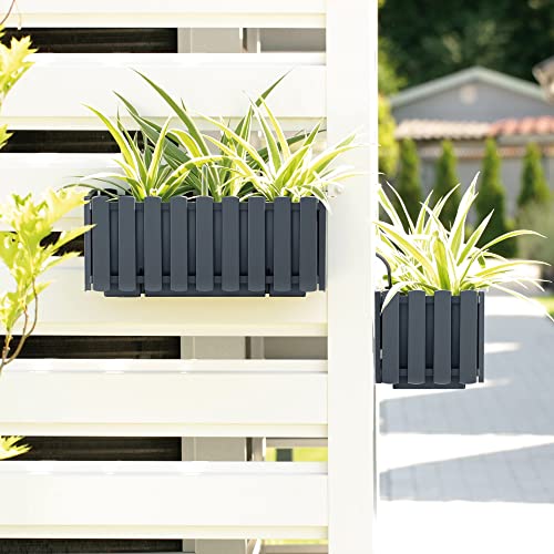 Prosperplast Boardee Fencycase Doniczka balkonowa z zawieszeniem System nawadniania doniczka z haczykami na poręcz (380 mm, Antracyt)