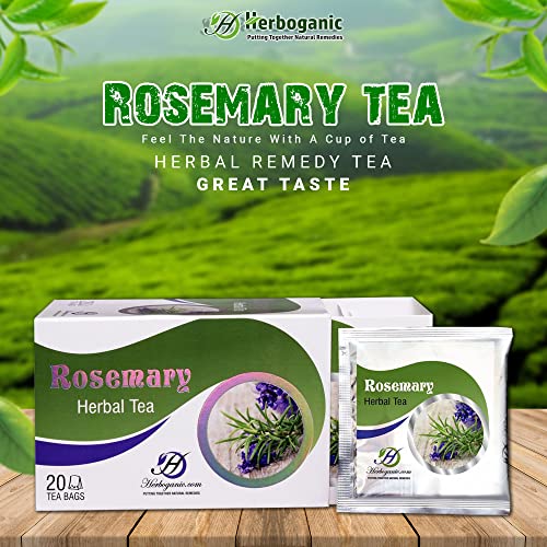 Herboganic Rosemary Herbal Tea - Digestion Support And Immune Boost | Refreshing And Delicious Blend | Natural And Organic Ingredients | 20 Tea Bags #TOP1