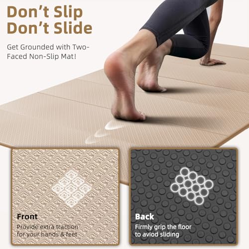 Large Yoga Mat, 74"x47.2" Extra Wide & Long Foldable Yoga Mat, 0.4" Thick Folding Yoga Mat, 2-Person Workout Mat for Home Gym, Extra Large Non-Slip Fitness Mat for HIIT, Yoga, Stretching, Portable Design for Easy Storage (black) by lvme - Image 4
