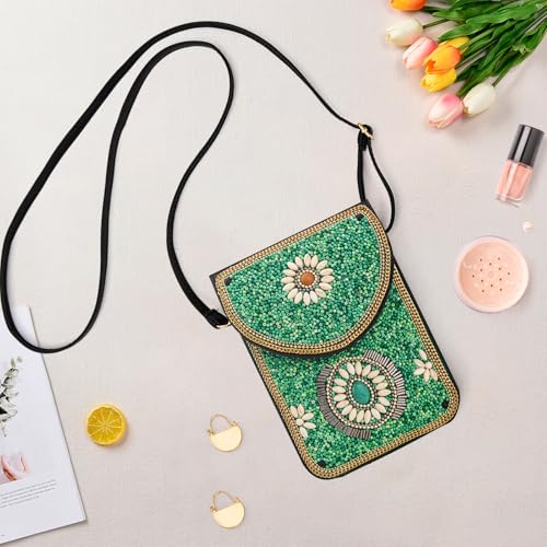 Image of Small Beaded Crossbody Bag for Women, Boho Cell Phone Shoulder Purse Wallet with Handcrafted Colorful Beads