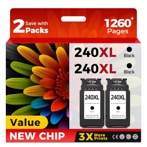 240XL Black Ink Cartridge Replacement for Canon PG-240 XL PG240 2 Pack
