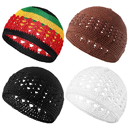 Image of Boyiee Kufi Hat for Men Muslim Knit Kufi Cap Crochet Beanie Skull Beanie African Hat for Men Women