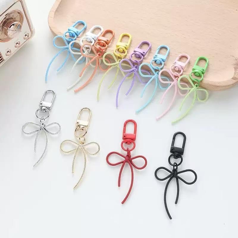 4 Pcs Candy Color Bowknot Shape Keychain Pendant Multicolor Butterfly Knot Key Chain able Bows Ornament for Phones Car Keys Bags Women's Keyrings & Keychains - Image 6