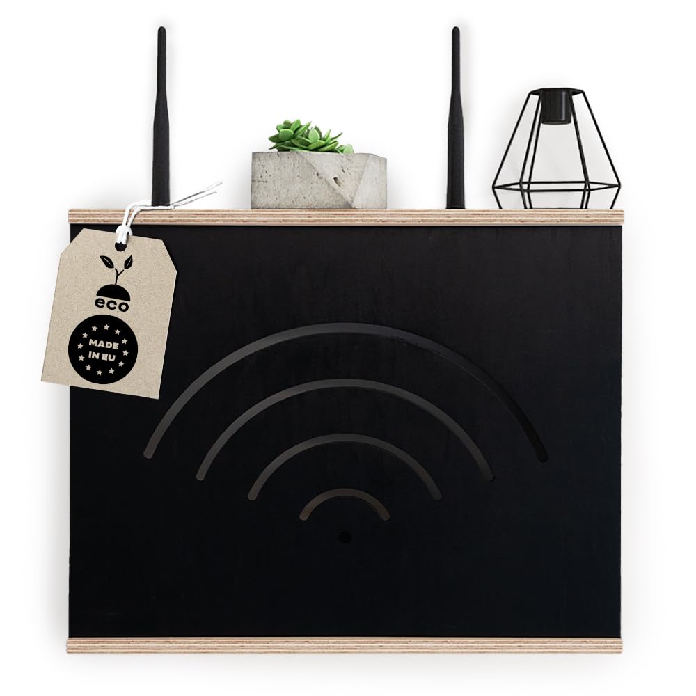 OHANA Router Cabinet - Router Storage Box - WiFi Shelf - Router Hide - Wall Box, Black, 40x9.5x34