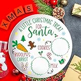 DoneJPee Santa Christmas Plate for Milk and Cookies, Serving Tray for Treats, Xmas Eve Treat Platter