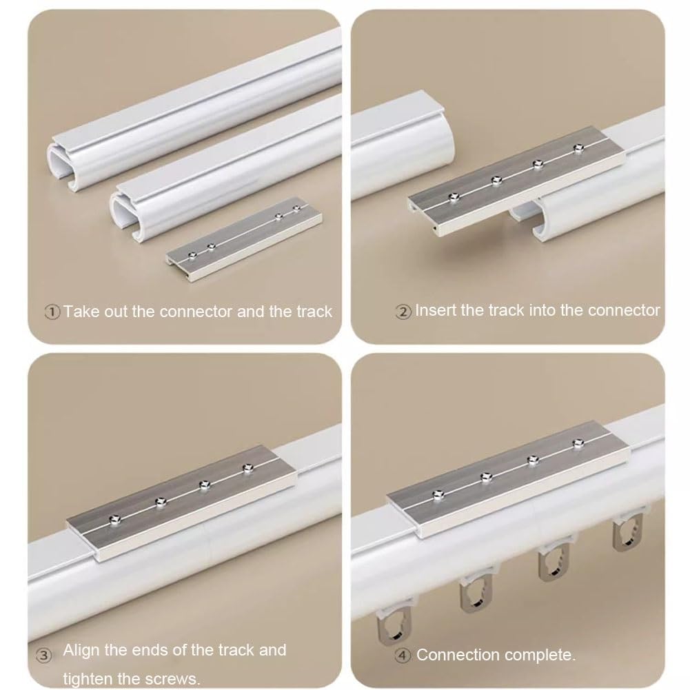 Tringle à Rideaux avec Embouts Ronds, Tringle à Rideau En Aluminium, Rail De Rideau pour les fenêtres, séparateur, chambre(Blanc,1.00 m (3.3 ft))
