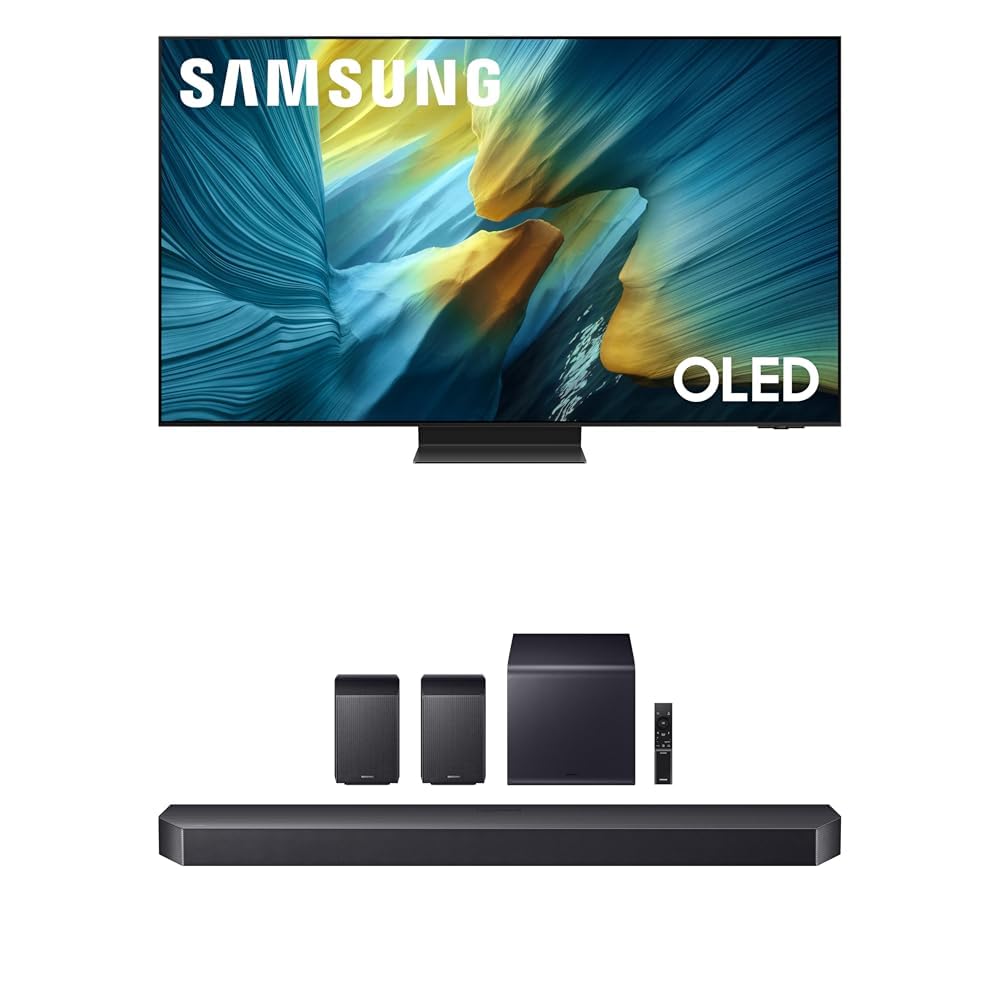 Samsung 65-Inch Class OLED S95F 4K Glare Free Smart TV (2025 Model) + Samsung Q990F 11.1.4ch Q Series Subwoofer + Rear Speaker, Wireless Dolby Atmos, Q-Symphony, Game Mode Pro (HW-Q990F, 2025)