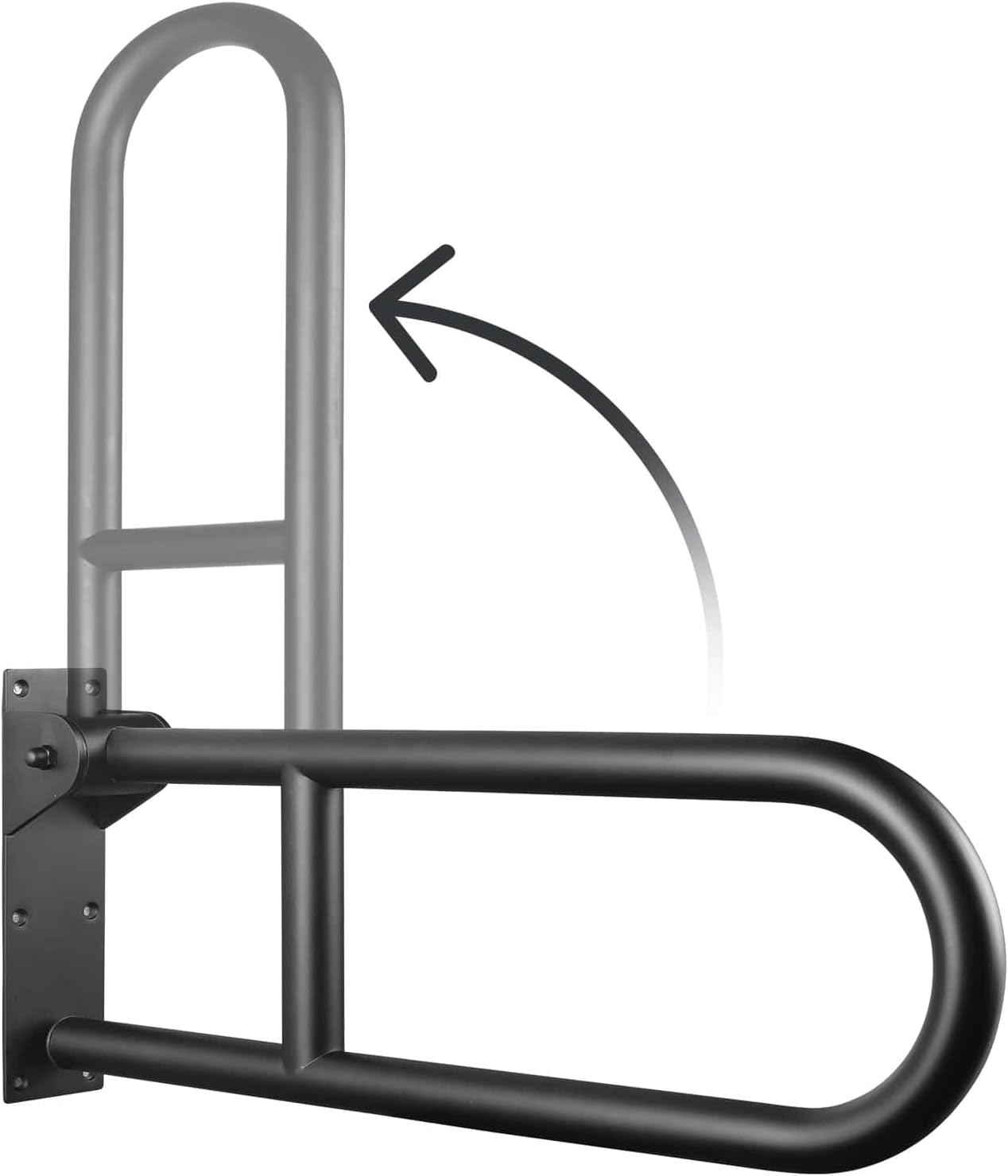 23.6 INCH Stainless Toilet Safety Rails, Matte Black Handicap Grab Bars for Elderly, Disabled Flip-Up Bathroom Grab Bar, Toilet Handrails Hand Grips Handle Shower Assist Aid