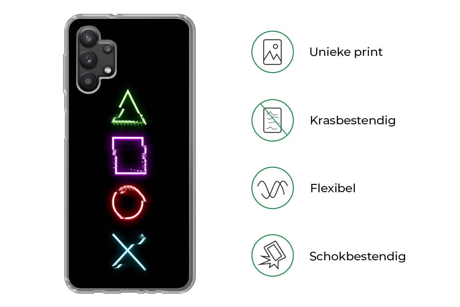 Funda para Samsung Galaxy A32 5G - Juego - Mando - Neón - Funda de Silicona/Funda Blanda para teléfono móvil