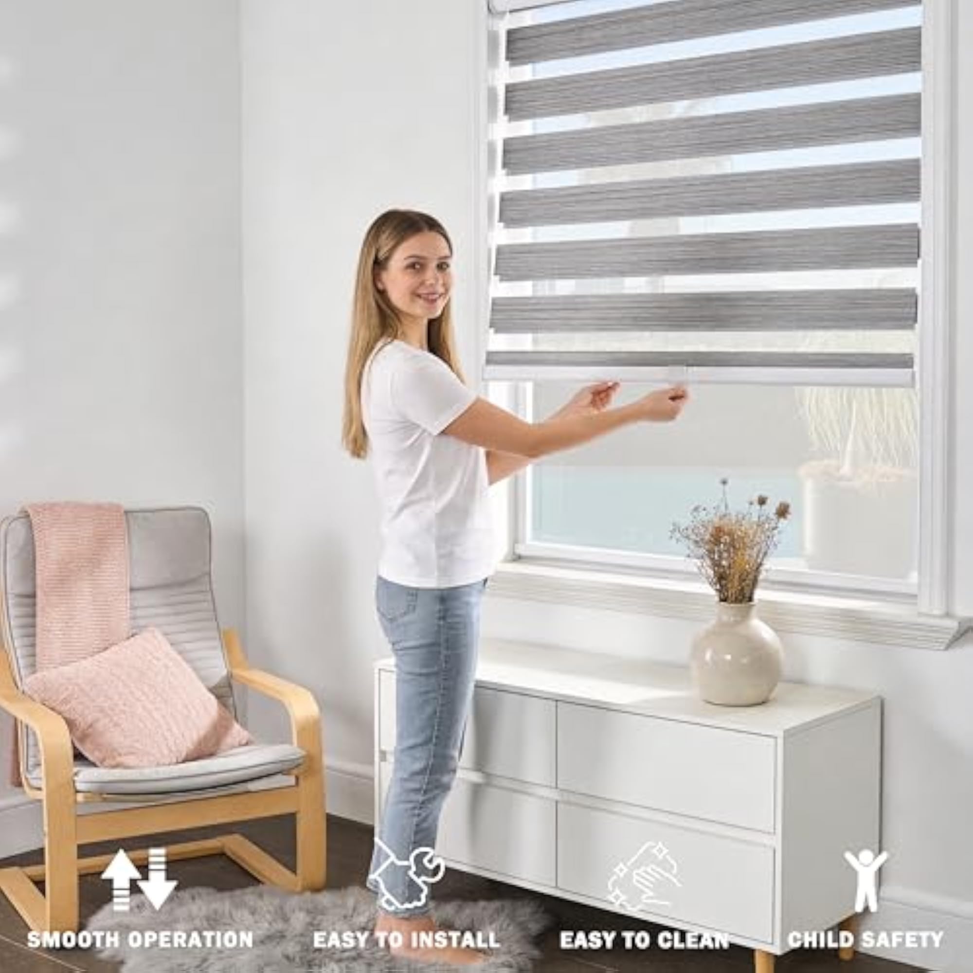 Custom Size Cordless Zebra Blinds for Windows