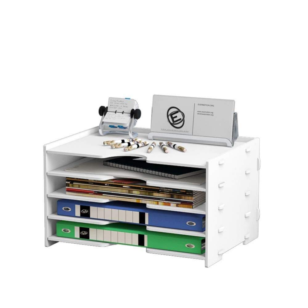 Portadocumenti in Legno Organizer da scrivania, Raccoglitore Stand up di Grande capacità Portadocumenti Bianco A4 Vassoi portaoggetti per Ufficio Scolastico (8 Strati)
