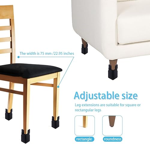 Miniatura 6 de Mtbkeltics Paquete de 4 elevadores de muebles con abrazadera de tornillo, elevadores de silla de 2 pulgadas, elevadores de cama resistentes para