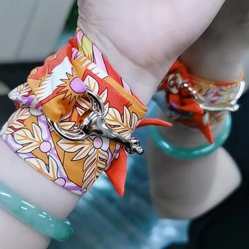 2Pcs Brown Combination Minimalist Classic Horsebit Zinc Scarf Ring4