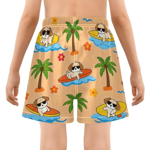 Bolaz Toddler Boys Swimwear Swim Trunks with Compression Liner 4T Surfboard Puppy3
