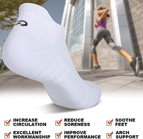 Lapulas Athletic Ankle Socks, Low Cut Cushioned Anti-Blister Running Tab Sports Socks for Men and Women 6Pairs (White, L) — view 5