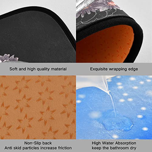 Cataku Halloween Skull Kitchen Rugs Sets Of 2 Non Slip Kitchen Mat Floral Skull Polyester Area Rugs Set Floor Mats Washable Carpet Mat Comfort Standing Mat For Kitchen Laundry Sink Office #TOP1