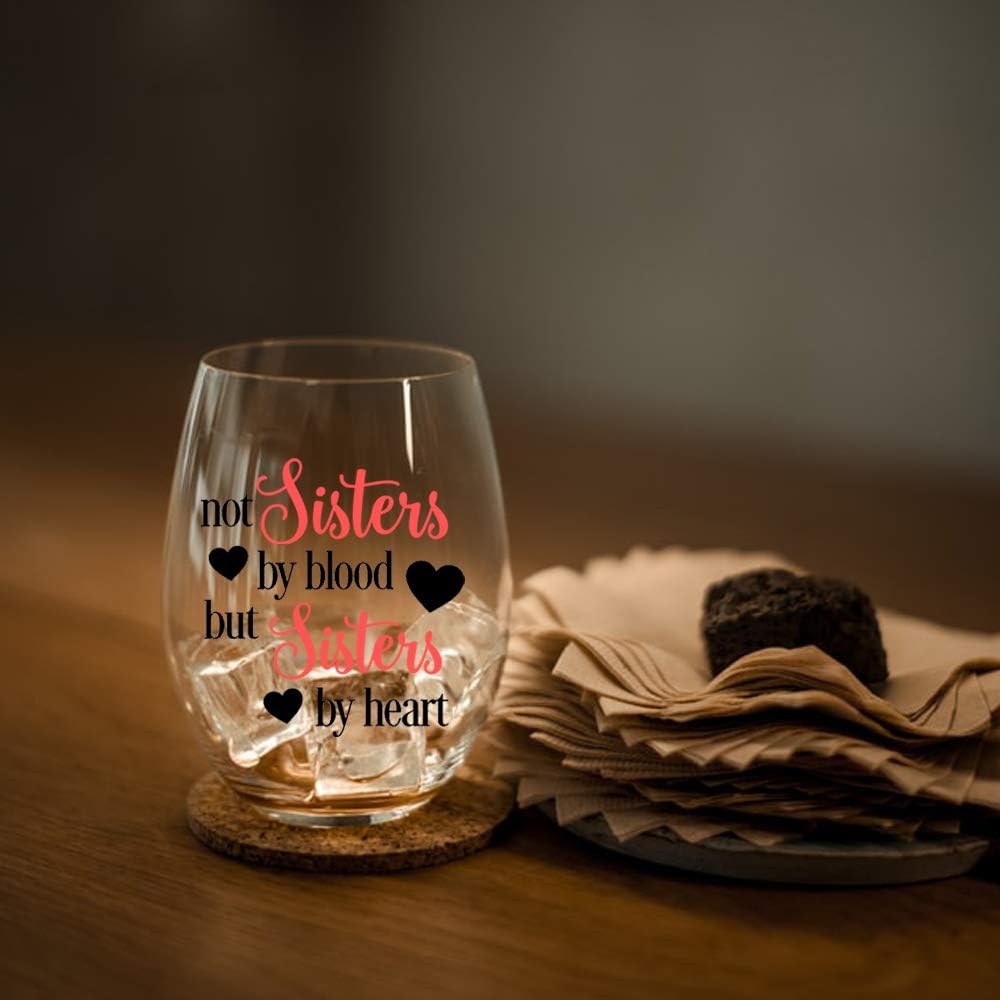 Perfectinsoy Sister by Heart Wine Glass with Gift Box - Funny Friend & Sister Gifts, Birthday Ideas - Image 5