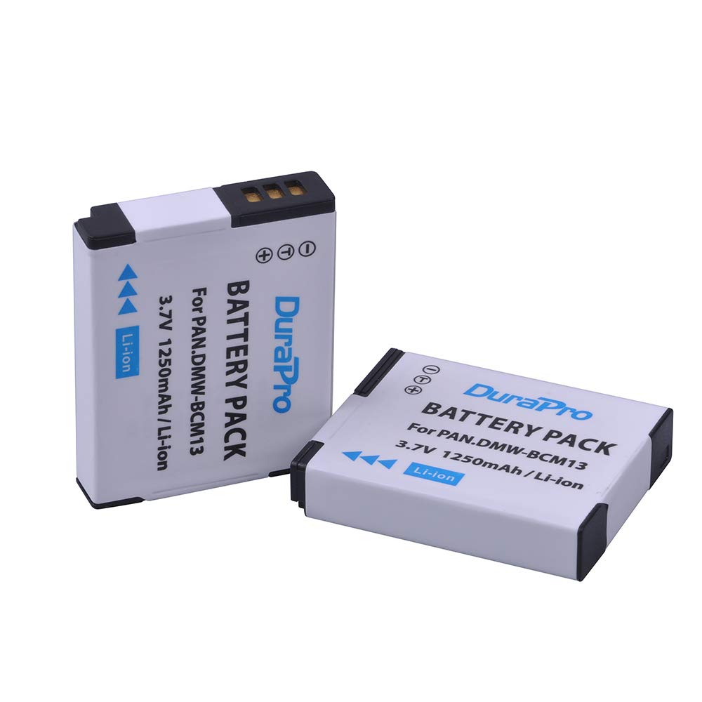 DuraPro 2 Packs 1250mAh DMW-BCM13 Akku + LCD-USB-Ladegerät für Panasonic Lumix ZS40 / TZ60-, ZS45 / TZ57-, ZS50 / TZ70-, ZS27 / TZ37-, TZ41-Kameras