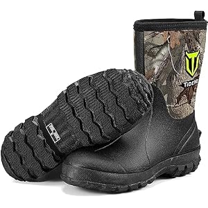 TIDEWE Rubber Boots for Men, Waterproof Hunting Work Boots