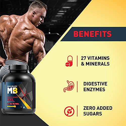Image of MuscleBlaze Super Gainer XXL, For Muscle Mass Gain (Mango Burst, 3 kg / 6.6 lb Powder)