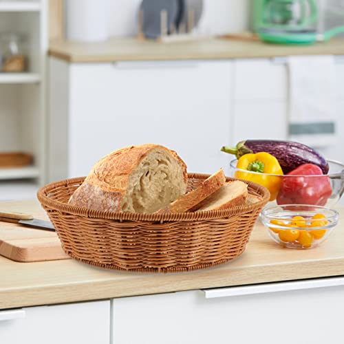 Zerodeko Cesta De Pão De Vime Redonda Cesta De Pão De Pão Tecida Cesta De Comida De Vime Cesta Para