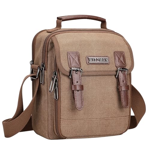 Image of WITZMAN Crossbody Bag for Men Small Canvas Vintage Messenger Bag Man Purse Satchel Shoulder Bags for Work Travel