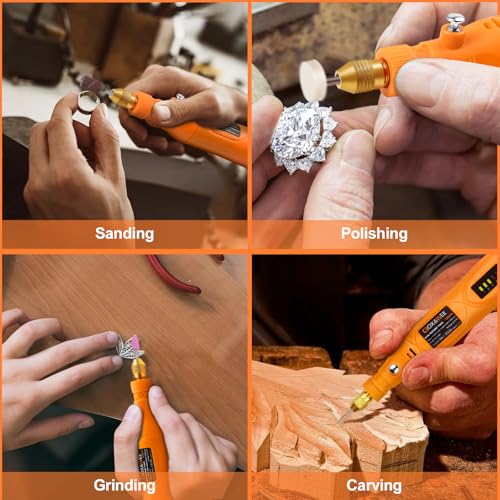 Image of GOXAWEE Mini Cordless Rotary Tool Kit, 105Pcs Small Grinder Drill Set | 5-Speed 18000RPM USB Wireless Mini Drill for DIY Cutting, Drilling, Engraving, Grinding, Sanding, Polishing Craft Projects