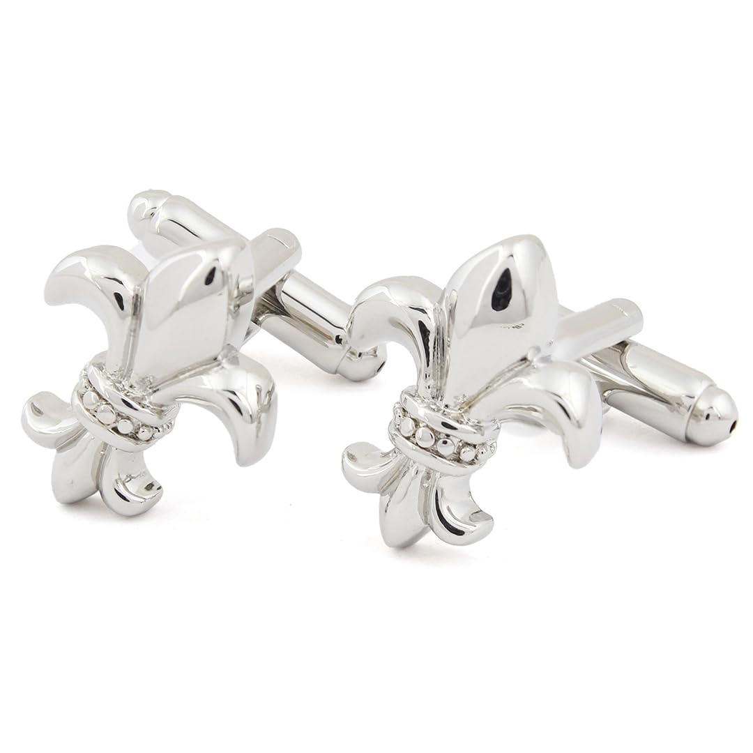 peluche Beautifully Crafted Orchid Rhodium plated premium cufflinks for men-picture-31