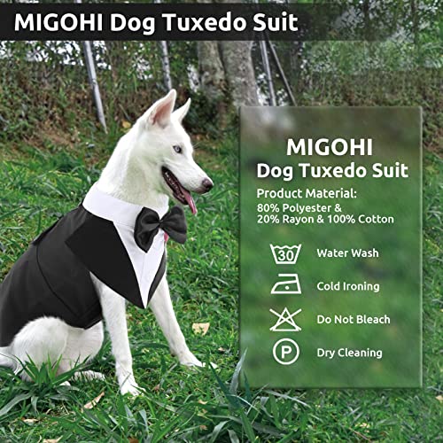 Migohi Dog Tuxedo Dog Suit And Bandana Set, Dog Formal Costume Party Suit With Detachable Bowtie Collar For Halloween Christmas Wedding, Pet Gentle Bow Tie Shirt Vest For Small Medium Large Dogs #TOP3