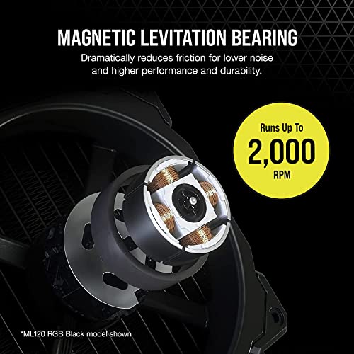 Image of CORSAIR ML120 LED Elite, 120mm Magnetic Levitation Blue LED Fan with AirGuide, Single Pack, Black