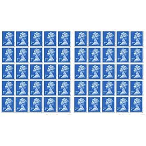 50 Royal Mail 2nd Class Postage Stamps Cover