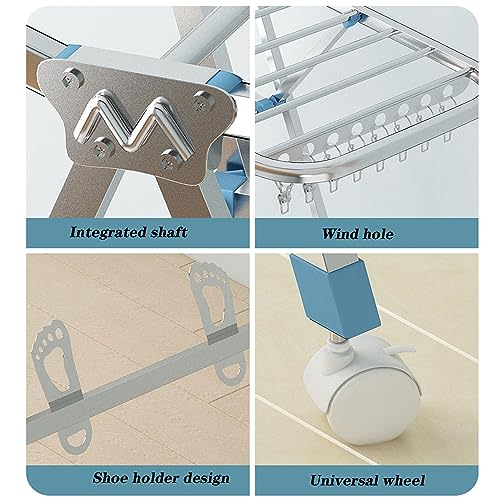 Foldable large capacity Stainless Steel Clothes Drying Rack with Wheels, 180cm Laundry Stand Organizer - Portable and Space Saving Garment Rack for Outdoor Use - Image 4