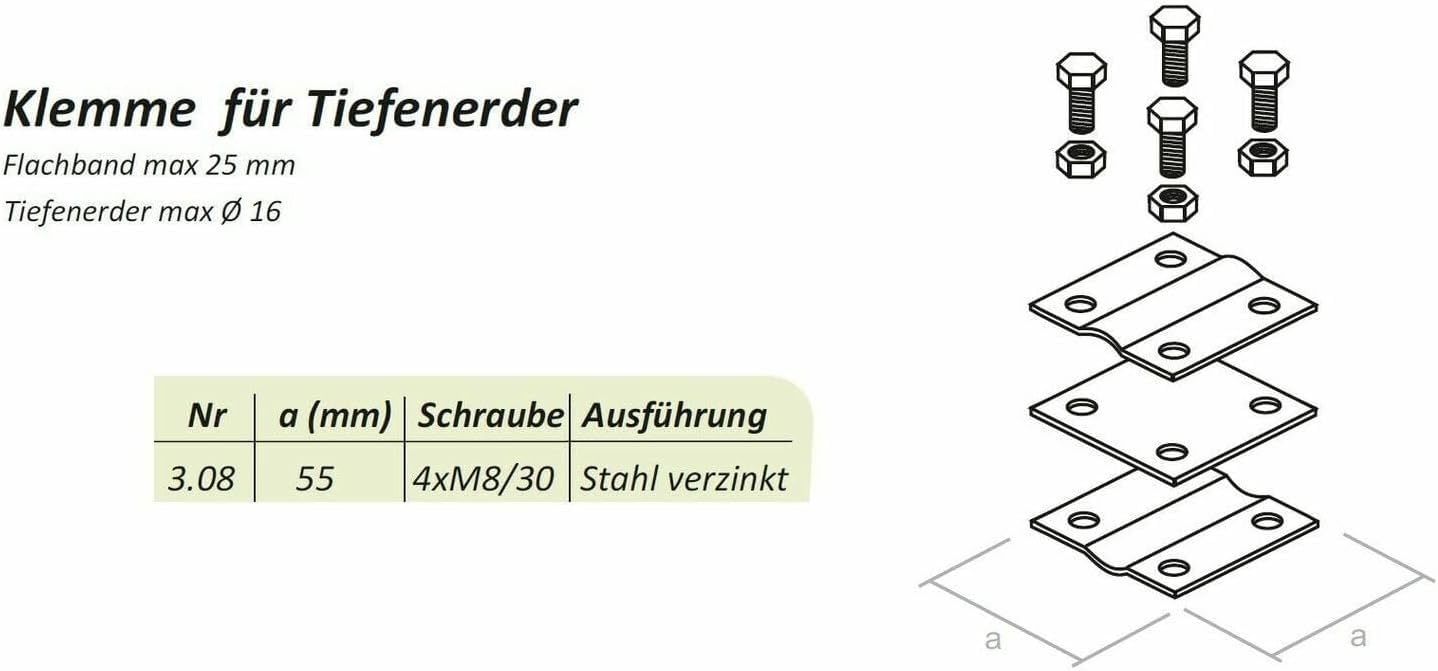 Tiefenerder Erder Erdung SET Ø20mm V2A Edelstahl - Längenauswahl (Ø20 SET 4,5m 3x1500mm)
