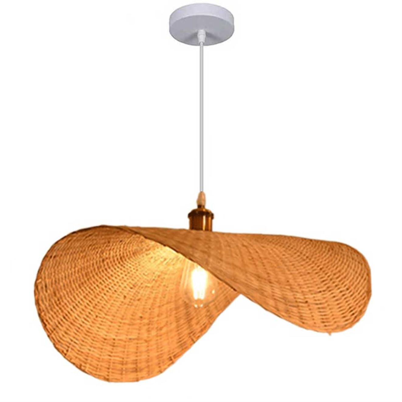 SHUANGZ Kitchen Island Hanging Lighting 1-Layer Handwoven Wicker Shade for Breakfast Nook Bamboo Pendant Lighting Fixtures Rustic Style with Adjustable Cord for Living Room Dining Room Bar Café