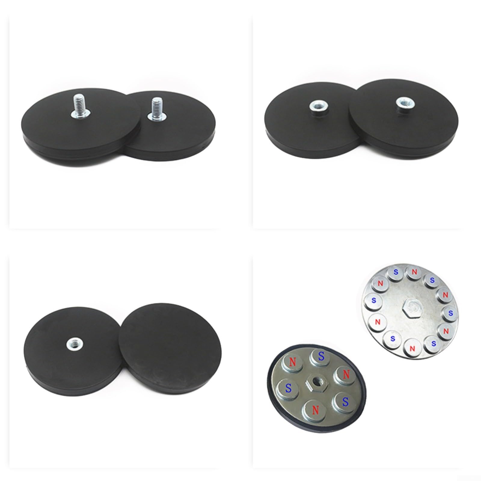 Juego de 2 soportes magnéticos recubiertos, perno de rosca externa M6, para tracción de 22 libras, seguro para superficies metálicas, incluye accesorios (D43 M6)