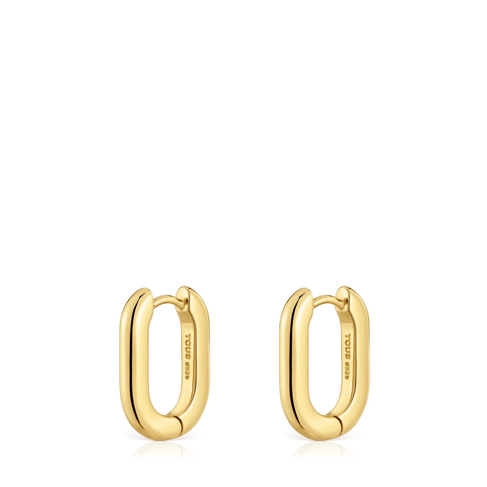 TOUS Pendientes Aro Cortos para Mujer con Baño de Oro 18 Kt sobre Plata de Primera Ley, 2 mm, Colección Basics