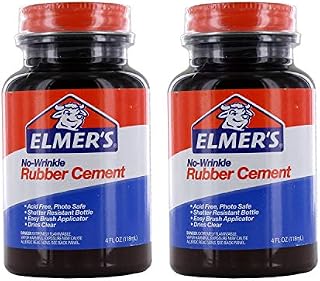 Elmer's No-Wrinkle Rubber Cement, Acid-Free, 4 Oz Bottle, Pack of 2