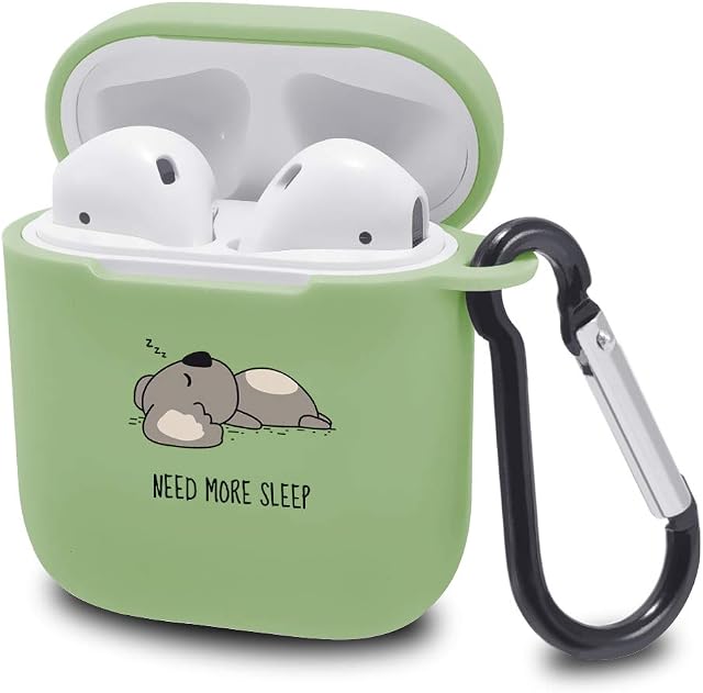 LuGeKe Cute Koala Green Case Cover for Airpods 1/2 with Keychain, Lovely Koala Bear Soft Shockproof Fun Animal Print Protective Airpods 1/2 Cases Cool Charging Case with Design for Boys Girls Friend