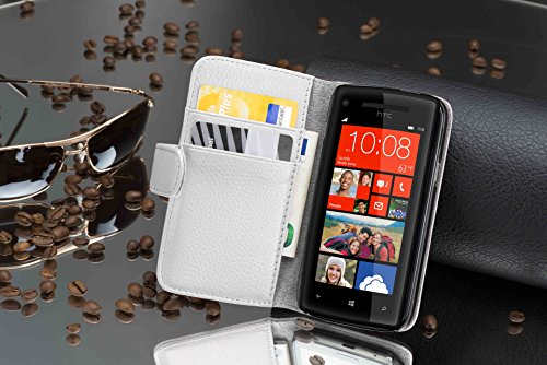 Cadorabo Book Case Compatible With Htc 8X In Snow White - With Stand Function And Card Slot Made Of Structured Faux Leather - Wallet Etui Cover Pouch Pu Leather Flip #TOP2
