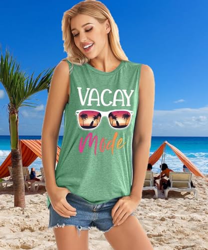 Image of Vacay Mode T Shirts for Women Summer Beach Hawaii Vacation Short Sleeve Tops Holiday Cruise Getaway T Shirts