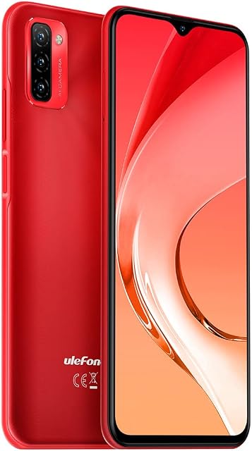 Ulefone NOTE 12 Mobile Phone Unlocked, 4GB + 128GB, 7700mAh Massive Battery DUAL SIM-Free Smartphone 4G, 6.82'' HD+ screen, 3-Card Slot Design, Android 11, 13MP Triple Camera, GPS Face Unlock Red