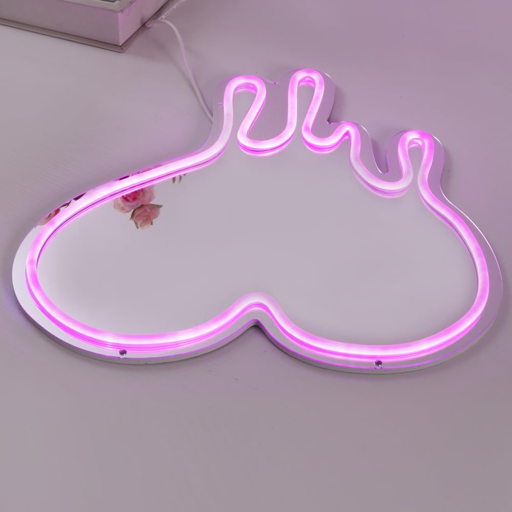 Heart Pink Neon Sign, for Wall Decor, LED Dripping Heart Acrylic Makeup Mirror Neon Signs With Base and Dimmer Switch, for Bedroom Makeup Mirror Home Decor Living Room Bar Wedding Party