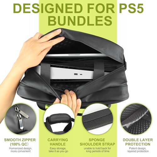 Image of Ezgnuk Carrying Case for PS5 Console, Protective Travel Case for PS 5, Large Capacity Storage Bag Compatible with Playstation 5, Game Discs and Accessories