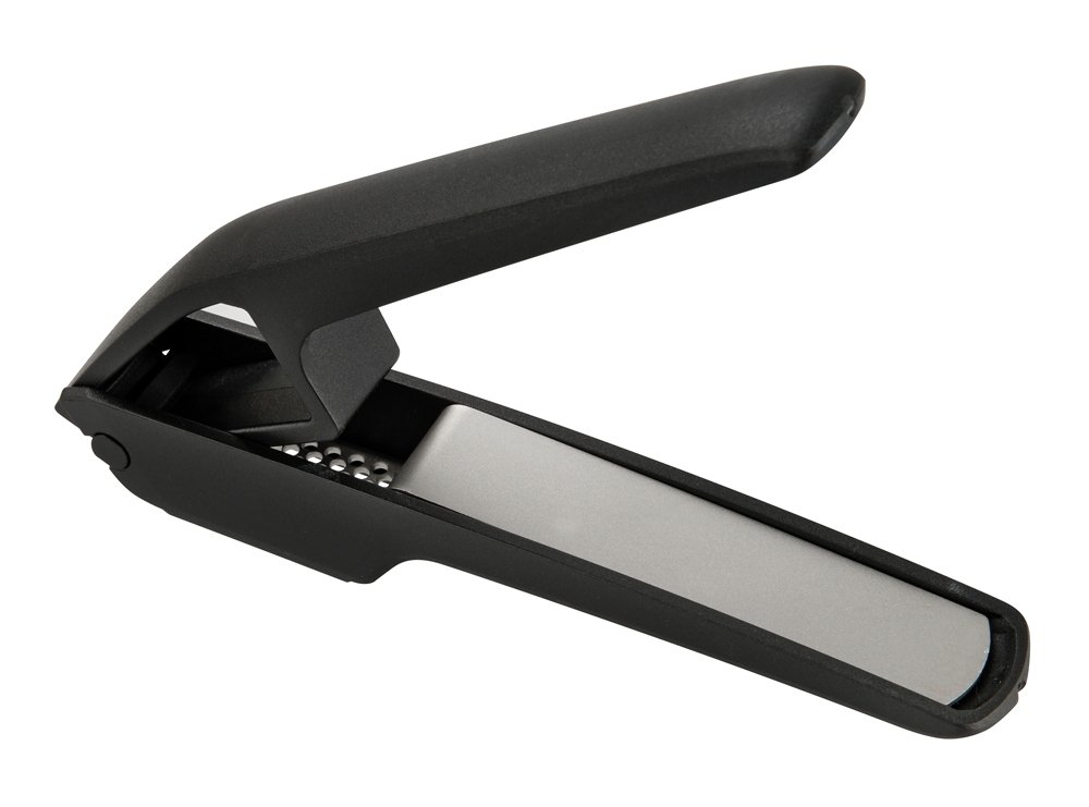 Fackelmann Garlic Press, Garlic & Ginger Crusher & Mincer, Easy Clean Removable Press, Plastic Handle with Stainless Steel Squeezer, 16.5x6x3cm, Grey