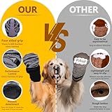 OYIWINMI 4 Stück Pfotenschutz Hund Robuste Anti，Schützende Hundesocken,Anti-Slip Dog Paw Protector Bottom Rubber Sole Dog Boots with Adjustable Straps for Indoor Outdoor Wear (L)