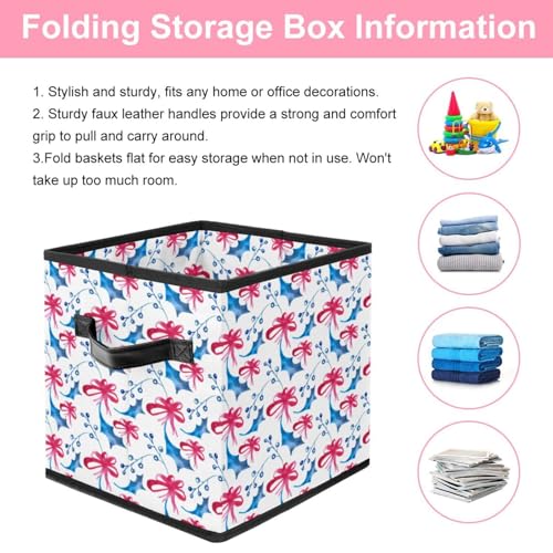 Boîte de rangement cube pliable au motif nœud rouge esthétique et robuste - 4