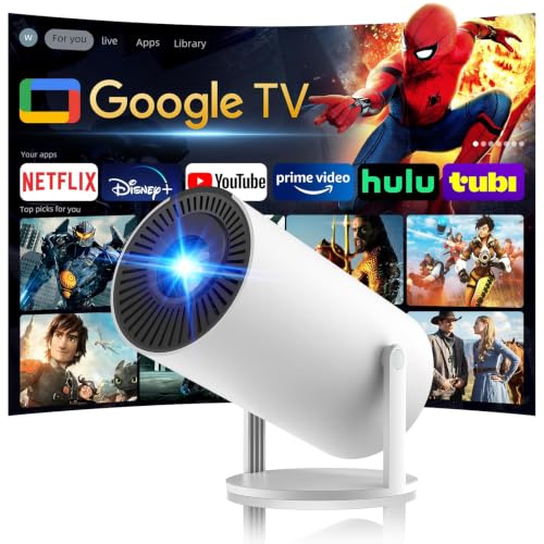 Image of [320ANSI /Google Store /Voice Control]Smart Projector with WiFi and Bluetooth, 10,000+ Apps, Pericat 4K UHD Home Theater Portable Mini Movie Projector, Indoor & Outdoor Use,(Beige)