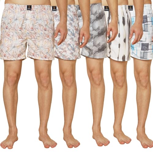 Image of Urban Scottish Ultra-Comfortable Men's Boxer Pants (Pack of 5) - 100% Cotton Material with A Stylish Print - Soft and Stretchy Elastic Waist Band - Dynamic Movement and Hardwearing Stitching
